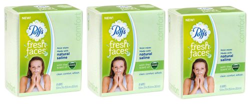 135 Count Puffs Fresh Faces Nose Moist Saline Wipes Vicks Scent Natural Saline