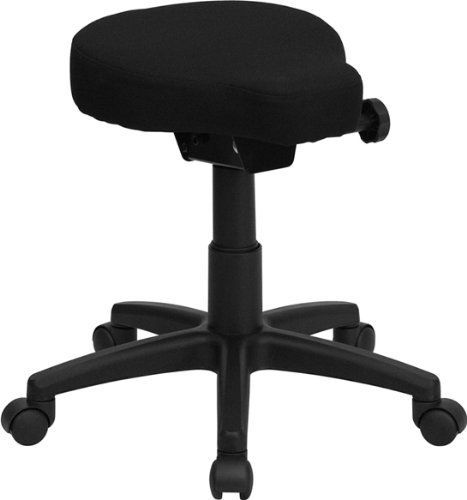 Flash Furniture WL-1620-GG Black Saddle-Seat Utility Stool with Height and Angle