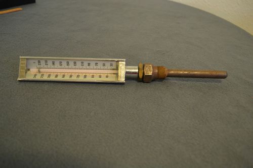 VINTAGE WEISS INDUSTRIAL THERMOMETER 30-240 F 4&#034; STEM HEAVY STAINLESS STEEL