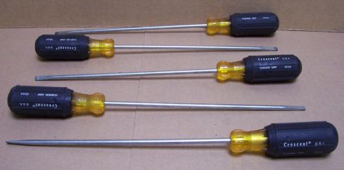 lot of 5 CRESCENT Slotted Electrician Round Screwdriver 3/16&#034; x 8&#034; 22438 USA
