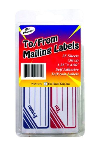 The Classics To and From Mailing Label, White/Blue/Red, 25 Sheets, 50 Labels (TP