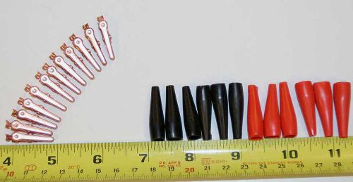12 Mueller 30C series copper alligator clips with 6 red &amp; 6 black insulators