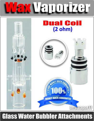 Glass water bubbler dab shatter vaporizer pen attachment spill proof dual coil for sale