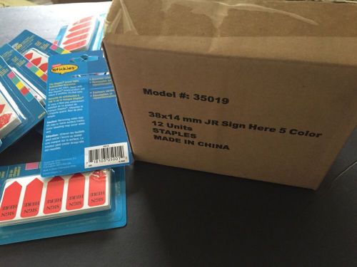 12 Unit Staples Stickies 1/2&#034; Sign Here 1200 Page Flags 20 of each color