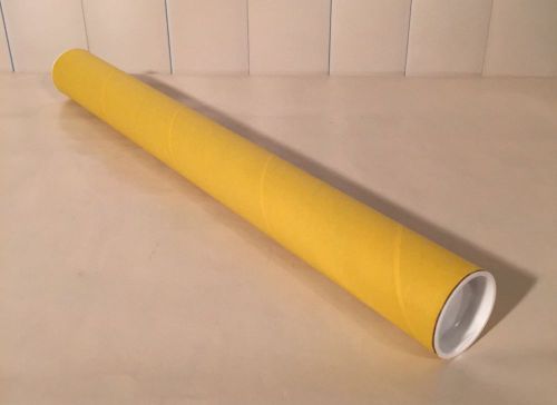 Lot Of 25 1-1/2 x 16 Inch Yellow Cardboard Mailing Tubes w/ White End Caps