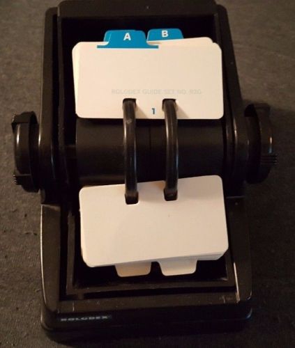 Black, Plastic Rolodex with Cards &amp; Cover  NICE!!