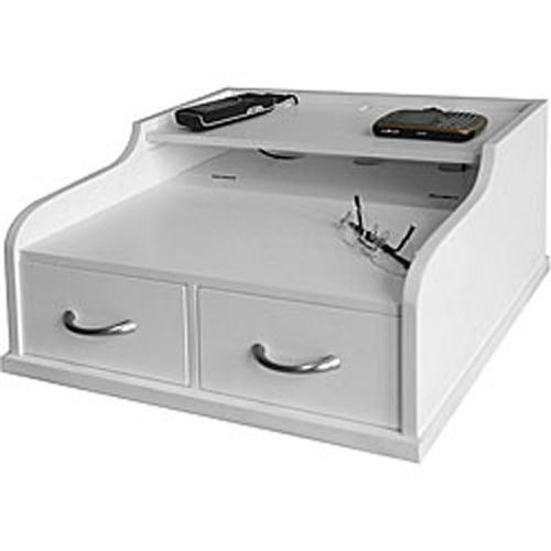 Wood 2 Drawer Desktop Charging Station Organizer Caddy WHITE NEW