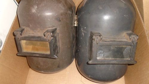 Lot 2 vintage steampunk industrial jackson h2-a fiberglass welding mask helmet for sale