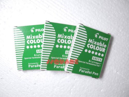 3 Boxes (18 Ink Cartridges) Pilot Special Formulated Ink For Parallel Pen, Green