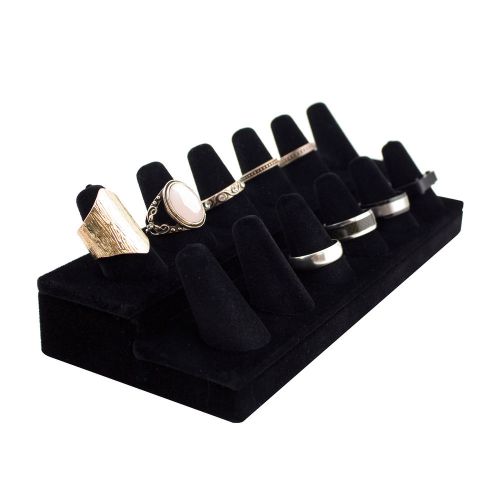 12 Finger Ring Display Black velvet Jewelry Showcase Stand