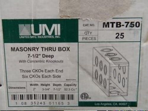Orbit 7-1/2&#034; Deep Masonry Thru the wall Box with Concentric Knock Outs- MTB-750