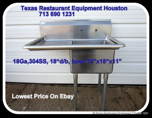New STAINLESS STEEL 1 Compartment Sink, 18Ga, 1D/B 18&#034;,  NSF, Houston, Texas