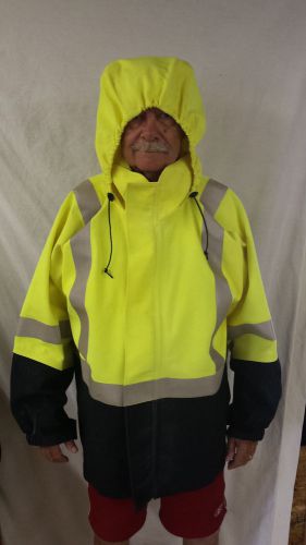 Nasco omega fr  jacket fluorescent lime yellow hooded size x-large for sale