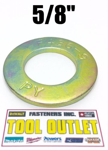 (Qty 250) 5/8&#034; F436 SAE Grade 8 Yellow Zinc Plated Hardened Flat Washers