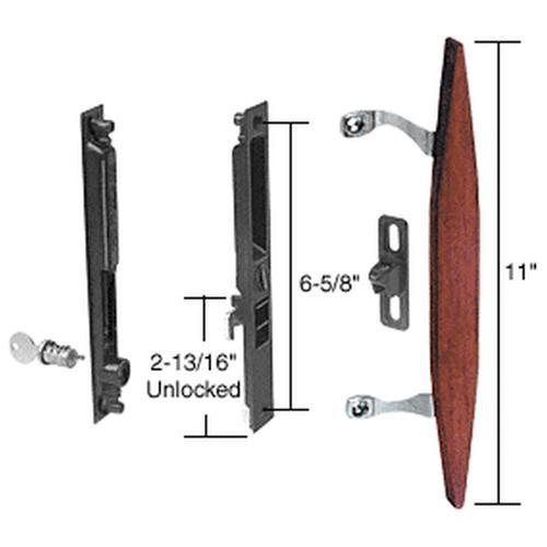 Crl wood/black keyed flush mount handle set 6-5/8&#034; screw holes for sale