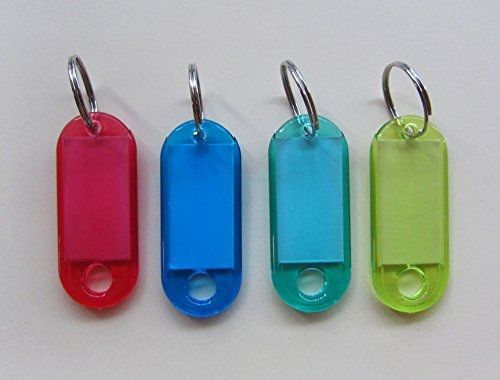 Vlonfine? 40Pcs Plastic Keychain Blank ID Label Tags Split Ring Assorted Colors