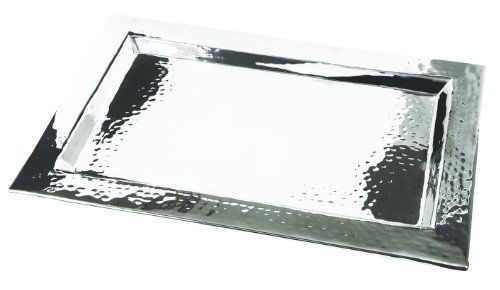 Eastern tabletop 5493 stainless steel rectangular hammered tray with border for sale