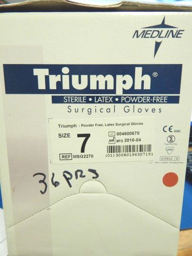 Size 7 MedLine Triumph LT Powder Free Latex Surgical Gloves MSG2270 Box of 36Prs