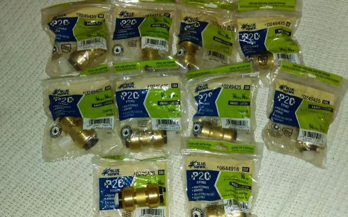 Lot of 10 Blue hawk brass push to connect couplings