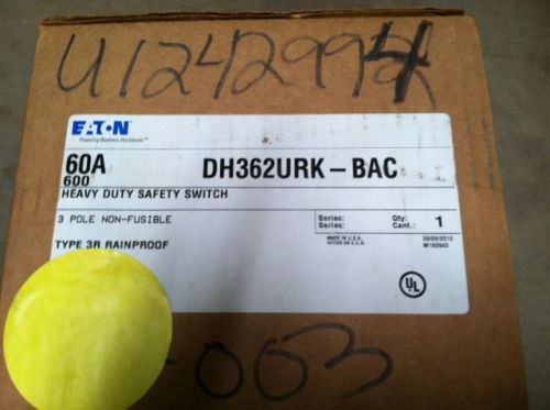 DH362URK - SAFETY SWITCH, 3PST, 60A/600V, N3R NON-FUSIBLE, NEMA 3R