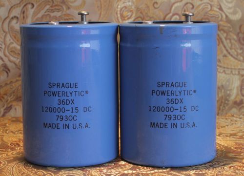 Sprague Powerlytic 36DX 120000- 15 DC 7930C Capacitor (2, 2X, pair)