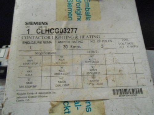 Siemens Lighting Contactor Motor Control CLHCG03277