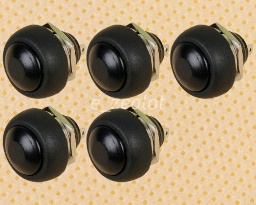 5pcs mini round 12mm waterproof lockless momentary push button switch black for sale