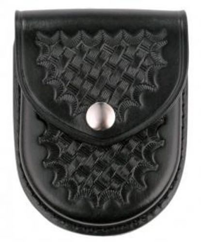 DutyMan Single Handcuff Case, Basketweave Leather Round Bottom, 8121