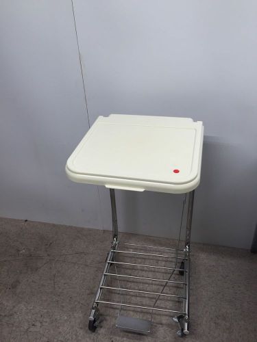 Medical linen sheets rolling cart storage laundry hamper bin with swing lid for sale