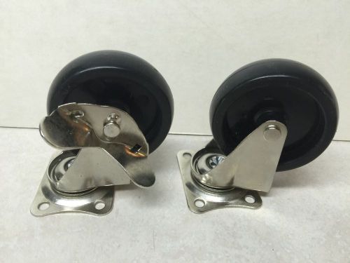 Lot of 2 NEW Swivel Bolt-onplate Casters-1 locking/1 non-locking-2-3/4&#034; Wheel(E5