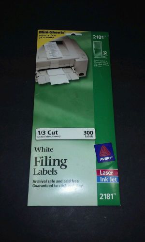 Avery Filing Mini-Sheet Label - 0.66&#034; W x 3.43&#034; Length -300/Pack -White 2181