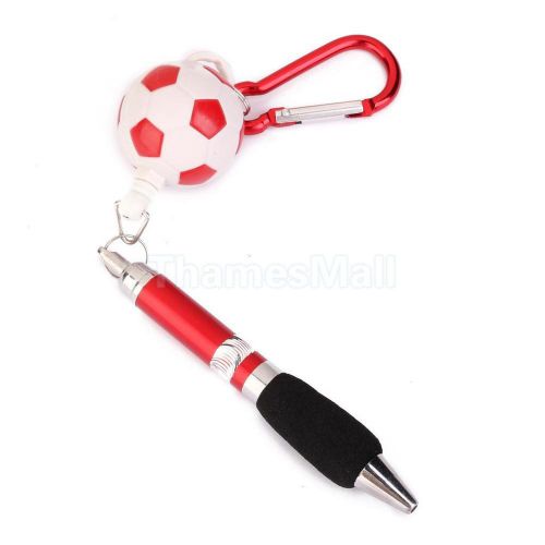 Red retractable ballpoint pen golf scoring pocket pen w/ football carabiner for sale