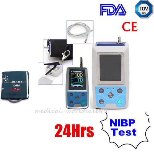 FDA CE Color ABP Holter Ambulatory Blood Pressure Monitor 24H NIBP Cuff +Bag Kit