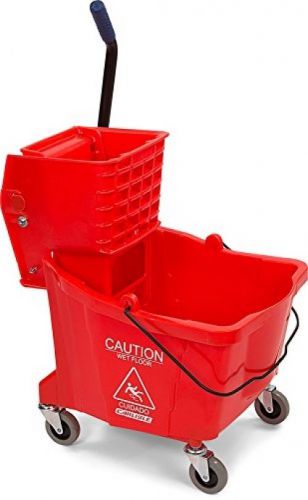 Carlisle 3690405 mop bucket with side press wringer, 35 quart / 8.75 gallon, red for sale