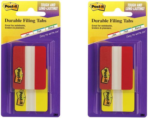 3M Post It Filing Tabs 2x1.5 Writable Repositionable Red &amp; Yellow two 44pk #G45