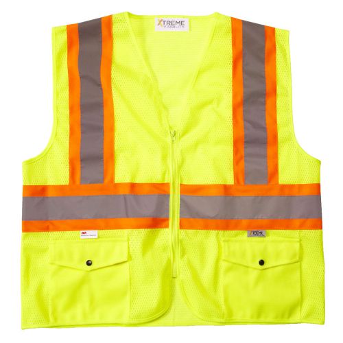 Xtreme Visibility - DOT Zip Vest - Yellow Mesh Fabric - Class 3 - Box of 25 - 3X