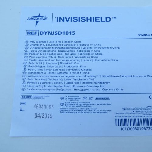 Medline DYNJSD1015 Invisishield PolySurgical U-Drape 48&#034;x52&#034; Case/40 Exp 04/2019