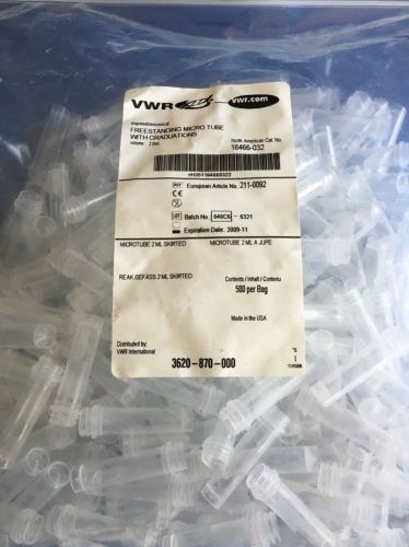 Vwr superclear screw-cap 2.0ml.graduations. freestanding micro centrifuge tubes. for sale
