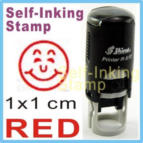 1cm Happy Smile Self-inking stamp color Ink pad Rubber small mini RED BLUE GREEN