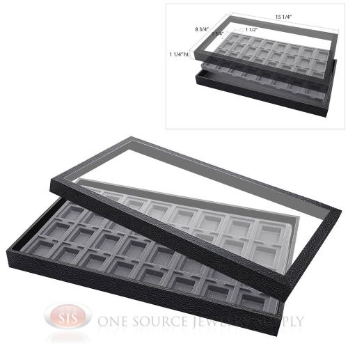 (1) Acrylic Top Display Case &amp; (1) 32 Compartmented Gray  Insert Organizer