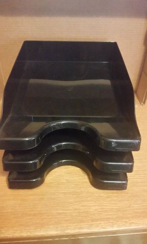 Solid Black Stackable Letter Trays (set of 3) NEW
