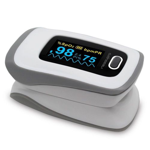 Measupro instant read digital pulse oximeter oxygen sensor and pulse rate mon... for sale