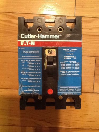 Cutler hammer type fh360060 600 volt 60 amp 3 phase for sale