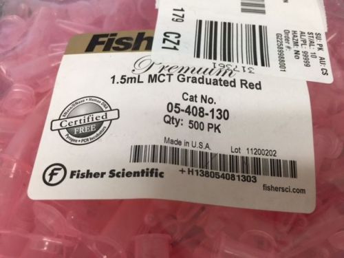 FisherBrand 1.5ml MCT Graduated Red Cat 05-408-130 500PK