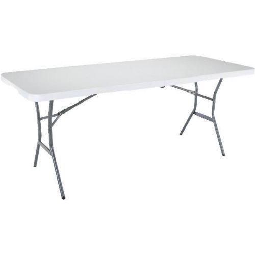 6&#039; x 30&#034; White Plastic Fold-In-Half Table