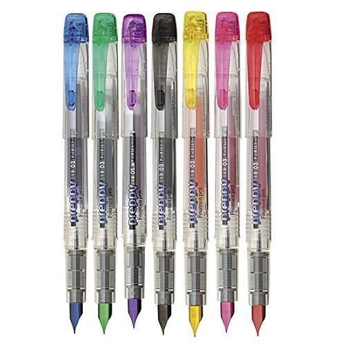 Platinum Preppy Rainbow Fountain Pen Set, Fine Point - Pack of 7 New
