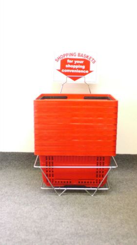 10 Shopping Baskets with Metal Stand and Sign