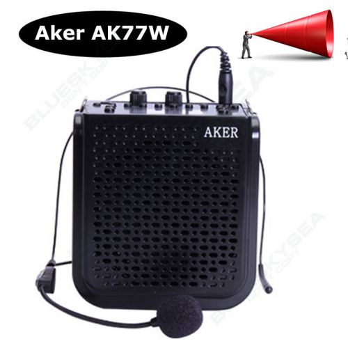 Aker AK77 Voice Amplifier Booster FM Record W/Headset Microphone For Loudspeaker
