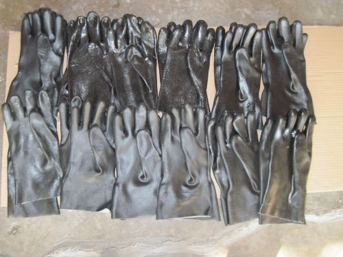 Black PVC Coated Chemical Resistant Gloves 12 pair, about 11-12&#034; long