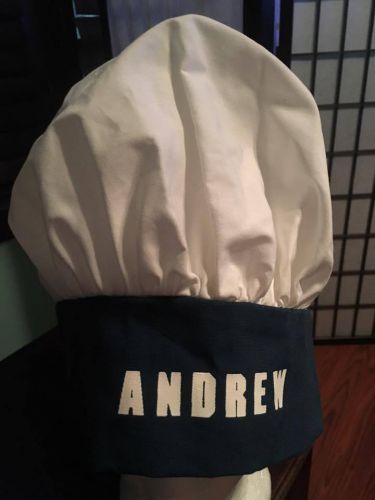 PERSONALIZED ANDREW CHEF HAT COOKING BAKER ADULT SIZE CAP POSS COSTUME MENS
